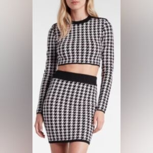 Express Houndstooth Crop Sweater With Matching Pencil Skirt Size XL